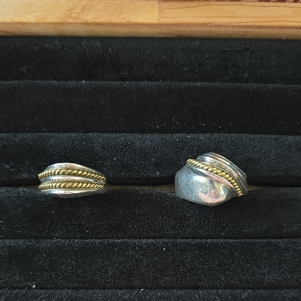 Vintage Taxco Mexico Sterling Silver Rope Band Rings – Pair of 925 Artisan Bands